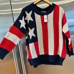 NWT LF American Flag USA Patriotic Knit Sweater with Sequins